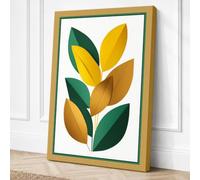 Geometric Leaf Form Botanical Canvas Wall Art Print 24x16 Inch (61 x 41 cm)