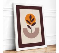 Geometric Leaf Form Botanical Framed Wall Art Print A2 White | Ready to Hang, Premium Gi Paper, Fade-Resistant Inks, Securely Packaged, UK Made