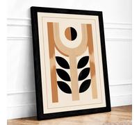 Geometric Leaf Form Botanical Framed Wall Art Print A4 (29.7×21cm) Black, Wall Decor for Living Room, Bedroom, Office & Home, Ready to Hang, Art Gift