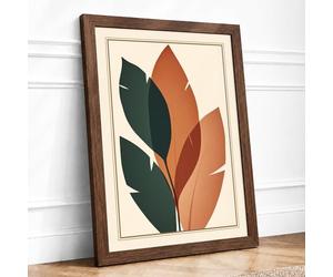 Geometric Leaf Study Botanical Framed Wall Art Print A3 (42×29.7cm) Walnut, Wall Decor for Living Room, Bedroom, Office & Home, Ready to Hang, Art Gift