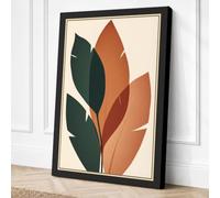 Geometric Leaf Study Canvas Wall Art Print 36x24 Inch (91 x 61 cm)