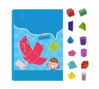 Geometric Learning Shapes, 3D Geometry Book, 9.96x6.77x0.79 Inches Pull String Game, Interactive Space Thinking Activity with Colorful Designs, Educational Training Tool for Children Classroom Home