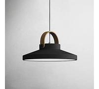 Geometric LED Chaner Pendant Light Fixture - 12W Black Wood Ceiling Lamp for Kitchen Island, Mini Suspension Lighting, 3000K Warm White Glow (Black)