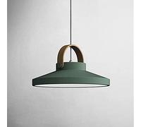 Geometric LED Chaner Pendant Light Fixture - 12W Black Wood Ceiling Lamp for Kitchen Island, Mini Suspension Lighting, 3000K Warm White Glow (Green)
