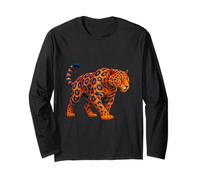 Geometric Leopard Jaguar Predator Polygon Abstract Art Long Sleeve T-Shirt