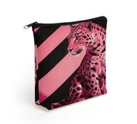 Geometric Leopard Pattern Makeup Bag with Sturdy Zipper，Linen Material Storage Bag,Large Capacity And Multi-Purpose Cosmetic Bag for Daily Life, Travel, Outings, Business Trips And Other Occasions