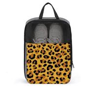 Geometric Leopard Spot Pattern Golden Brown Shoe Bag for Travel Daily Use Anti-dust Storage Carrier Golf Shoe Pouch