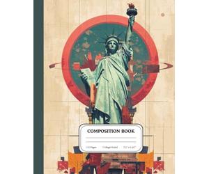 Geometric Liberty Monument Composition Notebook | College Ruled Lined Journal for Students, Writers & Travel Art Enthusiasts | Abstract American Landmark Cover