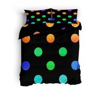 Geometric Light Spots King Size Duvet Cover Sets, Blue, Green, And Orange Polka Dots Duvet Cover Sets, Reversible Bedding Set 3 pieces, Microfiber Bedroom Decro, Zipper Closure with 2 Pillowcase 50x75