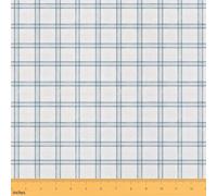Geometric Line Plaid Craft Fabric No Stretch,Square Grid Soft Polyester,Modern Simple Ideal for Quilting,Crafts & Handmade Artwork,Pale Blue White 3 Yard Bolt,108" L x 59" W
