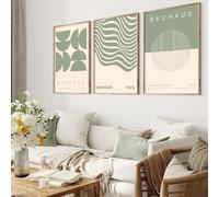 Green Abstract Canvas Painting - Mid Century Geometric Lines Wall Art - Bauhaus 1923 Poster - Sage Green - 16x24in Unframed