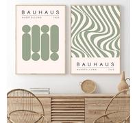 Geometric Line Wall Art Bauhaus 1923 Poster Sage Green Abstract Paintings Mid Century Modern Artwork Bauhaus Exhibition Poster Abstract Shape Prints Boho Modern Picture for Livingroom 16x24in Unframed
