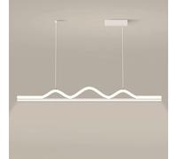 Geometric Linear Light Dimmable Led Chandelier Dining Room Long Strip Hanging Lamp Ultra-Thin Metal Suspension Lamps with Silicshade Modern Minimalist Island Lights(White,100Cm)/White/100Cm