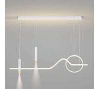 - Geometric Linear Pendant Light White Metal Kitchen Island Long Hanging Lights Minimalist Dining Room Decorative Lighting Drop Lamp 40W LED Linear Suspension Lamps Ceiling Chandelier,Hanging