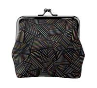 Geometric Linear Rainbow 3D Printed, PU Leather Coin Purse, Small Wallets, Change Pouch with Kiss Lock Clasp Buckle, Change Purse