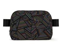 Geometric Linear Rainbow 3D Printed, Square Waist Bag Travel Bum Bag Casual Chest Bag Fanny Pack for Men Women