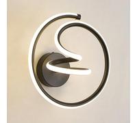 Geometric Linear Wall Lamp, Spiral Metal Wall Light with Acrylic Shade, Bedside Wall Sconce, Black Ring Wall Lamps, Modern LED Wall Lights - 3000K, Decorative Wall Lighting Fixture