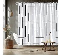 Geometric Lines 3D Shower Curtain 120 x 180 cm, Anti-Mould Washable Quick-Drying Modern Abstract Bathroom Curtain with 8 Hooks, Modern Wet Room Decor A.272