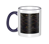 Geometric Lines Dual-Sided Edge-Color Ceramic Mug - Premium Handcrafted Ceramic Coffee Mug With Vibrant Full-Edge Printed Design, Smooth Rim & Ergonomic Arc Handle For Home, Office & Gifting