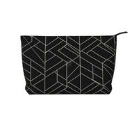Geometric Lines Printed Corduroy Makeup Bag for Travel & Daily Use, Stylish Pouch Purse Case Cosmetic Bags Organizer for Women