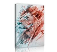 Geometric Lion Portrait Canvas Wall Art Contemporary Animal Design Pictures Artwork Prints Posters Painting for Living Room Home Decor 35x55cm Innerframe