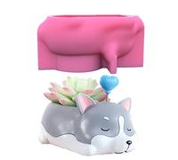 Geometric Little Dog Gypsum Silicone Molds Storage Box Mold for Making Pot Flower Pot Holder Flower Pot Molds for Resin Casting