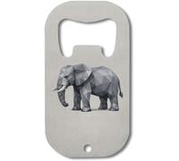 Geometric Low Poly Elephant Illustration Art Stainless Steel Bottle Opener Silver