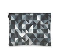 Geometric Makeup Bag, Stylish Triangular Pattern Travel Pouch for Women, Portable Small Canvas Zipper Organizer, Daily Use Toiletry Bag, Gray, 7x9 Inch, Makeup