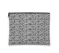 Geometric Makeup Pouch, Black White Abstract Cosmetic Travel Bag for Women, Portable Small Canvas Zipper Organizer, Everyday Toiletry Bag, Black, 7x9 Inch