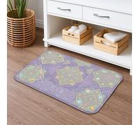 Geometric Mandala Quick Dry Bath Mat, Colorful Floral Patterns Absorbent Non Slip Shower Mat, Spring Decorative Flannel Washable Bath Rugs for Bathroom Toilet Restroom 16x24 Inch