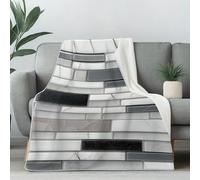 Geometric Marble Fleece Throw Blanket for Sofa, Soft Cozy Linear Fragmentation Plush Blanket for Bed, Warm Flannel Slate Grey Bedding Blankets for Adults and Kids 70x100 cm