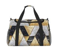 Geometric Marble Full Print Travel Duffle Bag with Adjustable Shoulder Strap,Large Capacity Twill Polyester Crossbody Bag for Gym,Weekend Trips Outdoor Activities