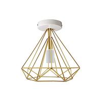 Geometric Metal Cage Ceiling Light Fixture - Industrial Style Flush Mount with E27 Bulb Holder, Wide Light Coverage, Rust-Resistant, Easy Installation, Eco-Friendly Design for Home Office Bedroom