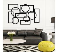 Geometric Metal Wall Art, Circle Rectangle Decor, Iron Minimalist Accent, Modern Art Sculpture Home Decor, Metal Wall Artwork Decoration for Living Room,Bedroom Hallway and Stairs Natur
