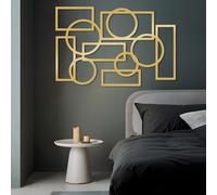 Geometric Metal Wall Art, Circle Rectangle Decor, Iron Minimalist Accent, Modern Art Sculpture Home Decor, Metal Wall Artwork Decoration for Living Room,Bedroom Hallway and Stairs Natur