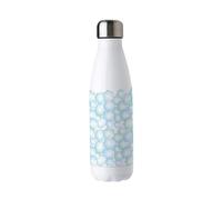 Geometric Metal Water Bottle - Blue & Green Hexagons Double Walled 500ml Hot/Cold Drinks Bottle Gift