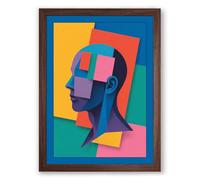 Geometric Mind Abstract Framed Wall Art Print A4 (29.7×21cm) Walnut, Wall Decor for Living Room, Bedroom, Office & Home, Ready to Hang, Art Gift