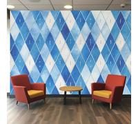 Geometric Modern Wallpaper - Diamond Blue and White Wall Mural - Wall Murals for Living Room Bedroom - Photo Wallpaper & Home Decor Art - 200 x 140 cm I88