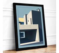 Geometric Modernism Minimalist Framed Wall Art Print A4 Black