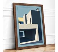 Geometric Modernism Minimalist Framed Wall Art Print A4 Walnut