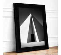 Geometric Monument Minimalist Framed Wall Art Print A3 Black | Ready to Hang, Premium Gi Paper, Fade-Resistant Inks, Securely Packaged, UK Made