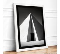 Geometric Monument Minimalist Framed Wall Art Print A3 White | Ready to Hang, Premium Gi Paper, Fade-Resistant Inks, Securely Packaged, UK Made
