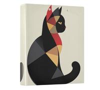 Geometric Mosaic Cat Beige Blue 3 - Ring Binders with 1.57" Round Rings Fit 200 Sheets of 8.5x11 Inches Paper for School Home Office Meeting Classroom, 12.4x10.63x2.36 Inches