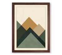 Geometric Mountain Landscape Minimalist Framed Wall Art Print A3 (42×29.7cm) Walnut, Wall Decor for Living Room, Bedroom, Office & Home, Ready to Hang, Art Gift