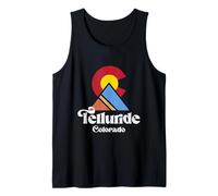 Geometric Mountain with Colorado State Flag Retro Telluride Tank Top