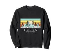 Geometric Mountains Pine Trees Forks Washington Retro Travel Sweatshirt