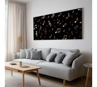 Geometric Music Musical Notes Wooden Framed Canvas Wall Art Decor 140 x 70 cm, Modern Large Painting On Canvas Poster Wall Artworks for Children's Room, Bedroom