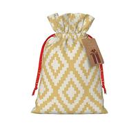 Geometric Mustard Printed Burlap Gift Bags Linen Bag Drawstring Bags Sachet Bag With Gift Tags For Wedding Party Jewelry Pouches Christmas