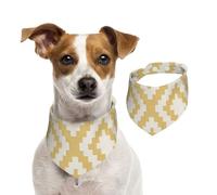 Geometric Mustard Printed,Dog Bandanas Cotton Pet Scarf Adjustable Bibs for Pet,S