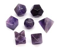 Geometric Natural Stone Body Set 7 Crystal Platonic Shapes Mineral Geometric Models for Exhibition Education and Desk Decoration